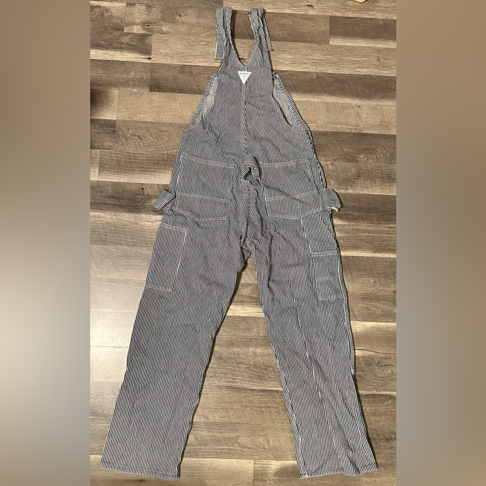 🚂Adult Vintage Oshkosh B'Gosh Railroad Pinstripe Denim Overalls🚂 - Picture 2 of 12